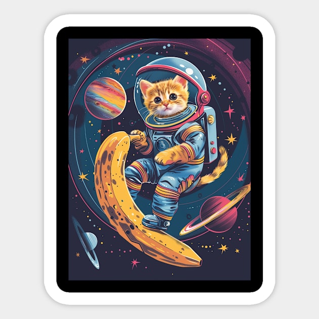 Cat Astronaut Banana Sticker by RazonxX